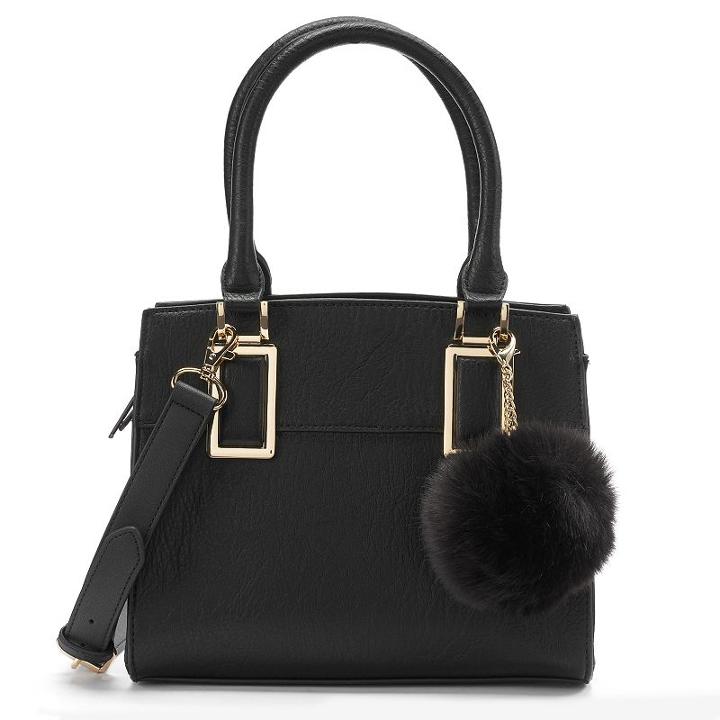 Apt. 9&reg; Sugar Pom-pom Mini Satchel, Women's, Black