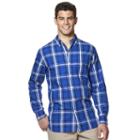 Big & Tall Chaps Twill Checkered Button-down Shirt, Men's, Size: L Tall, Blue