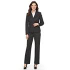 Women's Le Suit Crosshatch Suit Jacket & Pants Set, Size: 8, Dark Grey