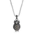 Silver Luxuries Marcasite & Crystal Owl Pendant Necklace, Women's