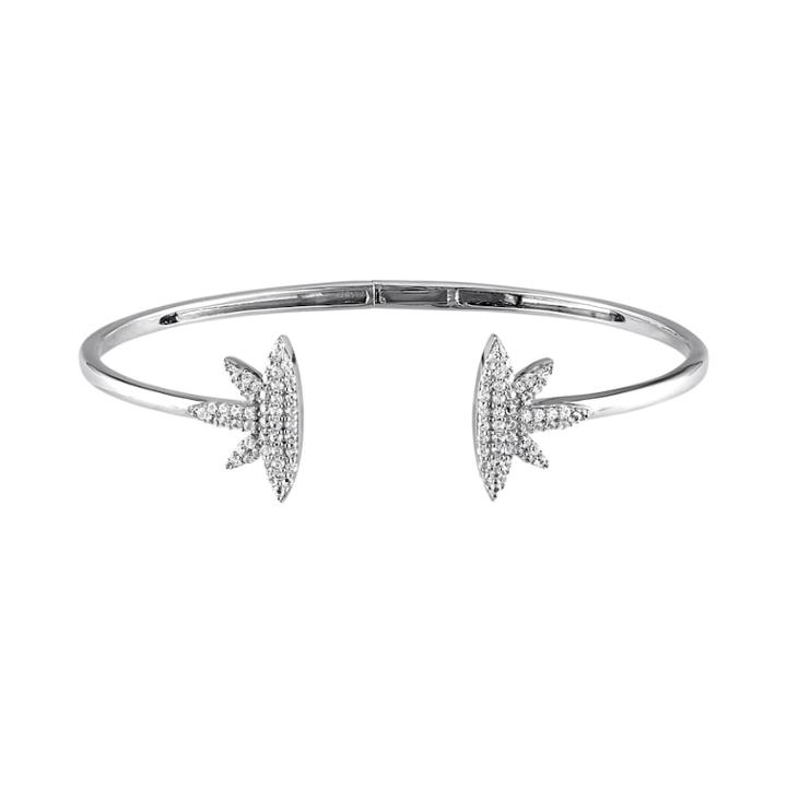 Stella Grace Lab-created White Sapphire Sterling Silver Leaf Cuff Bracelet, Women's, Size: 7
