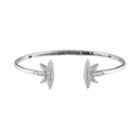 Stella Grace Lab-created White Sapphire Sterling Silver Leaf Cuff Bracelet, Women's, Size: 7