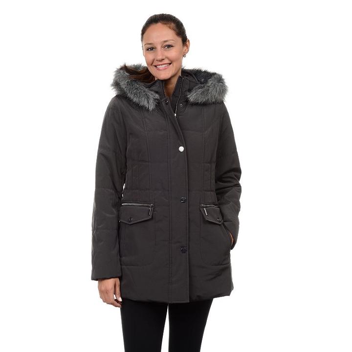 Women's Fleet Street Quilted Stadium Jacket, Size: Large, Grey