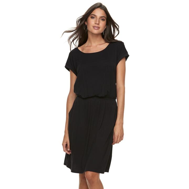 Women's Apt. 9&reg; Cinched T-shirt Dress, Size: Medium, Black
