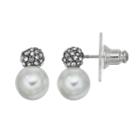 Simply Vera Vera Wang Nickel Free Simulated Pearl & Fireball Stud Earrings, Women's, White