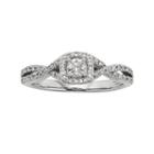 Diamond Crisscross Square Halo Engagement Ring In 10k White Gold (3/8 Ct. T.w.), Women's, Size: 7