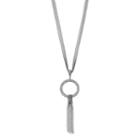 Pave Circle Tassel Pendant Necklace, Women's, Silver