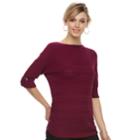 Women's Apt. 9&reg; Textured Ruched Boatneck Sweater, Size: Small, Dark Red