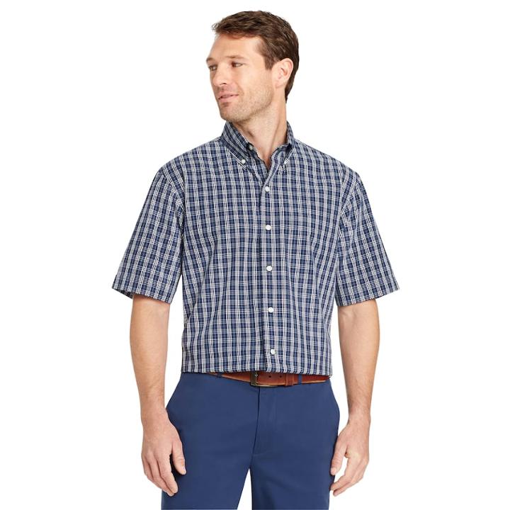 Men's Arrow Hamilton Classic-fit Wrinkle-free Poplin Button-down Shirt, Size: Small, Blue (navy)