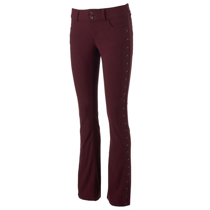 Juniors' Hydraulic Studded Side Bootcut Pants, Teens, Size: 9, Light Red