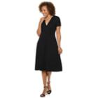 Petite Croft & Barrow&reg; Surplice Short Sleeve Dress, Women's, Size: Xs Petite, Black