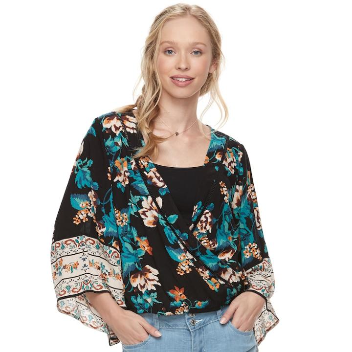 Juniors' About A Girl Flutter Sleeve Top, Size: Large, Oxford