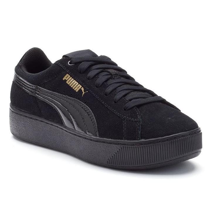 Puma Vikky Platform Women's Suede Shoes, Size: 9, Black