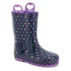 Western Chief Heart Parade Girls' Waterproof Rain Boots, Size: 7 T, Med Blue
