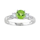 10k White Gold Peridot, Lab-created White Sapphire And Diamond Accent 3-stone Ring, Women's, Size: 6, Green