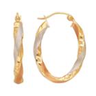 Everlasting Gold Tri-tone 10k Gold Twisted Oval Hoop Earrings, Women's