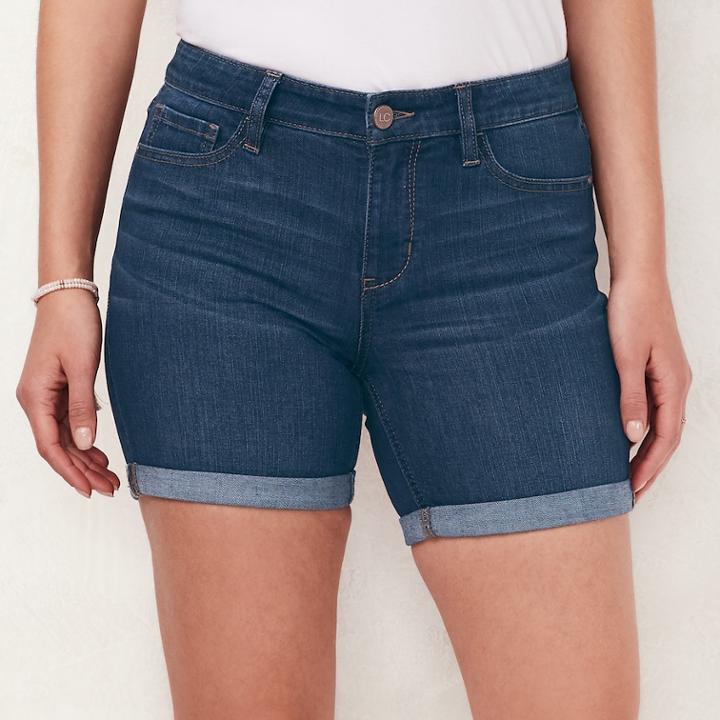 Women's Lc Lauren Conrad Mid-length Cuffed Jean Shorts, Size: 4, Blue