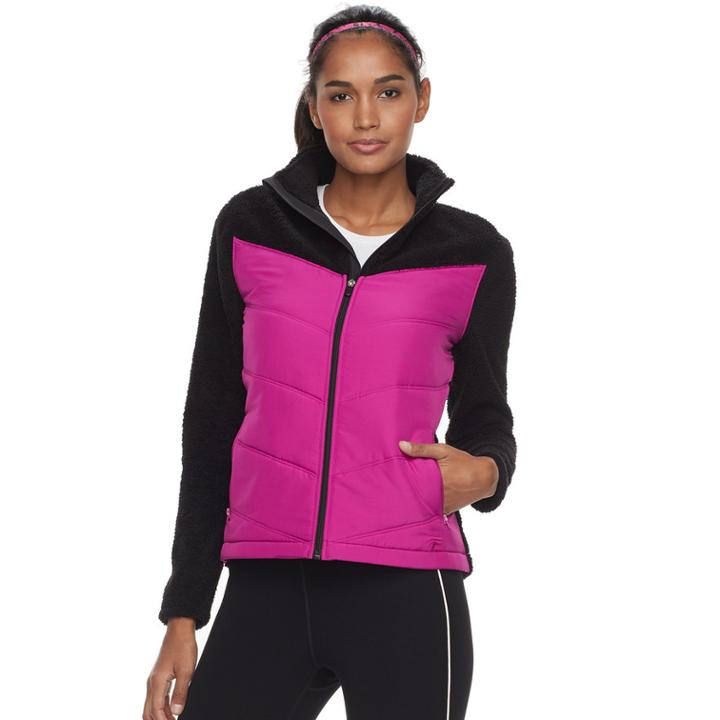 Women's Fila Sport Florence Fleece Jacket, Size: Medium, Dark Pink