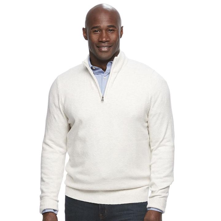 Big & Tall Croft & Barrow&reg; True Comfort Classic-fit Stretch Quarter-zip Sweater, Men's, Size: 3xl Tall, Lt Beige