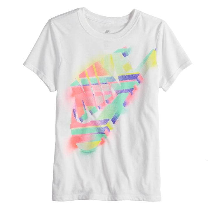 Girls 7-16 Nike Painted Futura Logo Graphic Tee, Size: Small, White