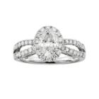 Oval-cut Igl Certified Diamond Halo Engagement Ring In 14k White Gold (1 1/2 Ct. T.w.), Women's, Size: 5