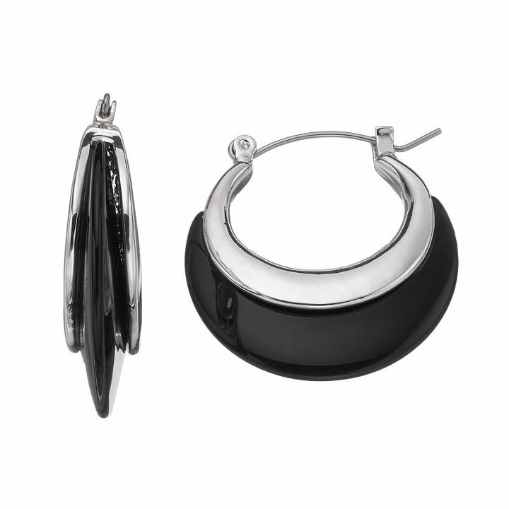 Black Triple Hoop Earrings, Women's, Oxford