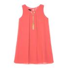 Girls 7-16 Iz Amy Byer Solid A-line Shift Dress With Grommets & Necklace, Size: 12, Lt Orange
