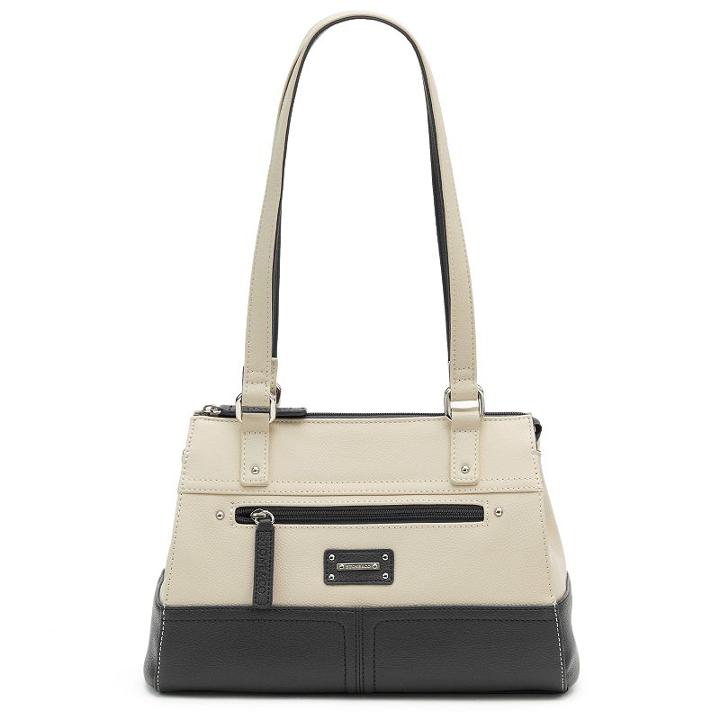 Stone & Co. Donna Colorblock Leather Satchel, Women's, White Oth