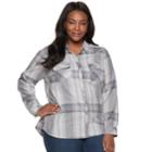 Plus Size Croft & Barrow&reg; Classic Soft Button-down Shirt, Women's, Size: 1xl, Grey