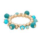 Aqua Thread Wrapped Shaky Bead Stretch Bracelet, Women's, Turq/aqua