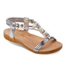 Petalia Beaded Girls' Sandals, Size: 4, Grey