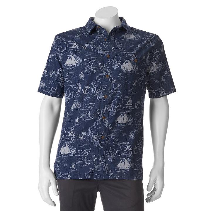 Men's Croft & Barrow&reg; Classic-fit Tropical Button-down Shirt, Size: Xl, Dark Blue