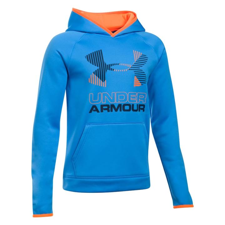 Boys 8-20 Under Armour Fleece Pull-over Hoodie, Size: Small, Mako Blue Orange