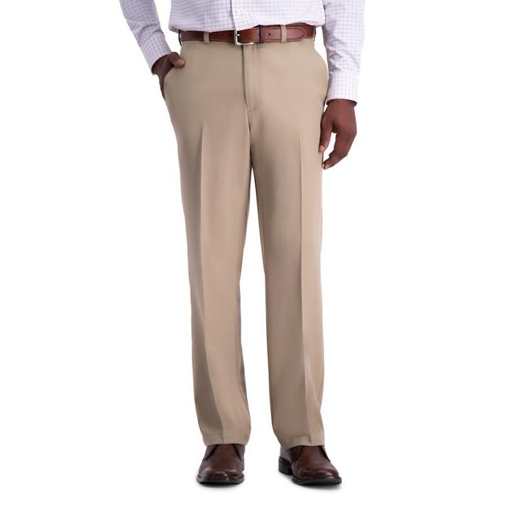 Big & Tall Haggar&reg; Cool 18&reg; Pro Classic-fit Wrinkle-free Flat-front Expandable Waist Pants, Men's, Size: 36x38, Med Beige
