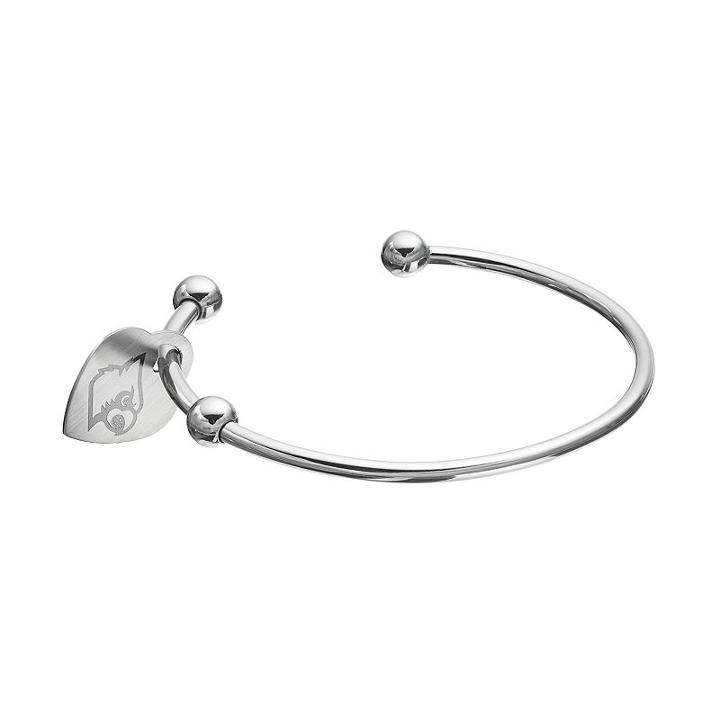 Fiora Stainless Steel Louisville Cardinals Charm Cuff Bracelet, Women's, Size: 7.5, Grey