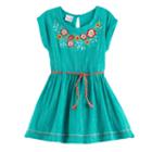 Girls 4-6x Nannette Embroidered Woven Dress, Size: 4, Green