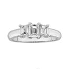 14k White Gold 1-ct. T.w. Emerald-cut Igl Certified Colorless Diamond 3-stone Ring, Women's, Size: 8.50