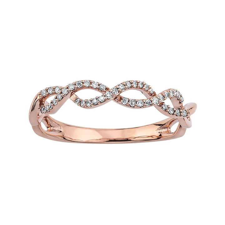 1/8 Carat T.w. Diamond 10k Gold Infinity Ring, Women's, Size: 6, White