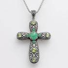 Sterling Silver Jade Cross Pendant, Women's, Size: 18, Green