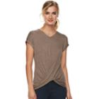 Women's Apt. 9&reg; Twist Front Tee, Size: Xs, Dark Beige