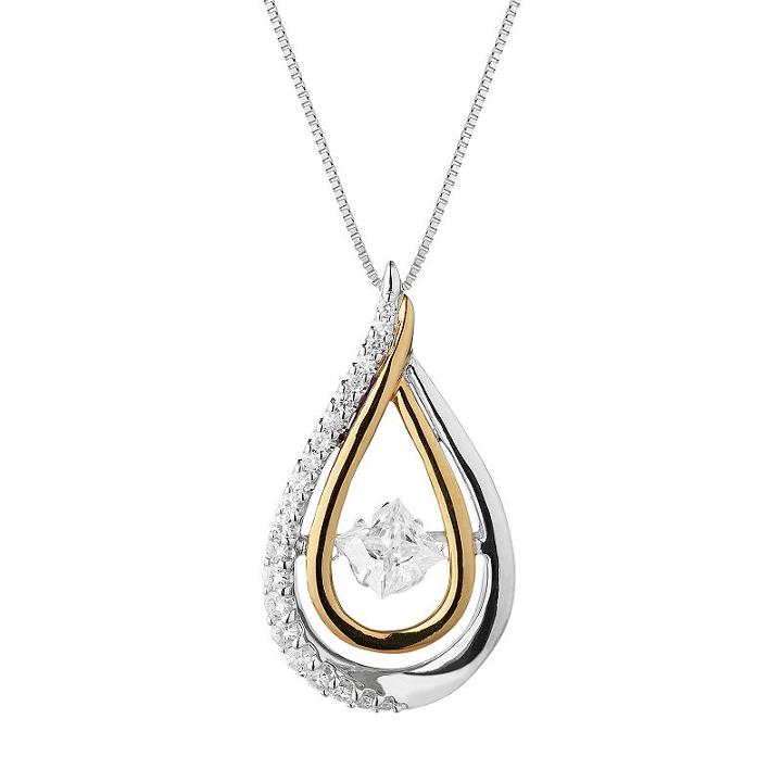 Forever Classic Two Tone Sterling Silver 1 1/4 Carat T.w. Lab-created Moissanite Teardrop Pendant, Women's, Size: 18, White
