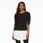 Women's Apt. 9&reg; Mock-layer Ribbed Top, Size: Xs, Black