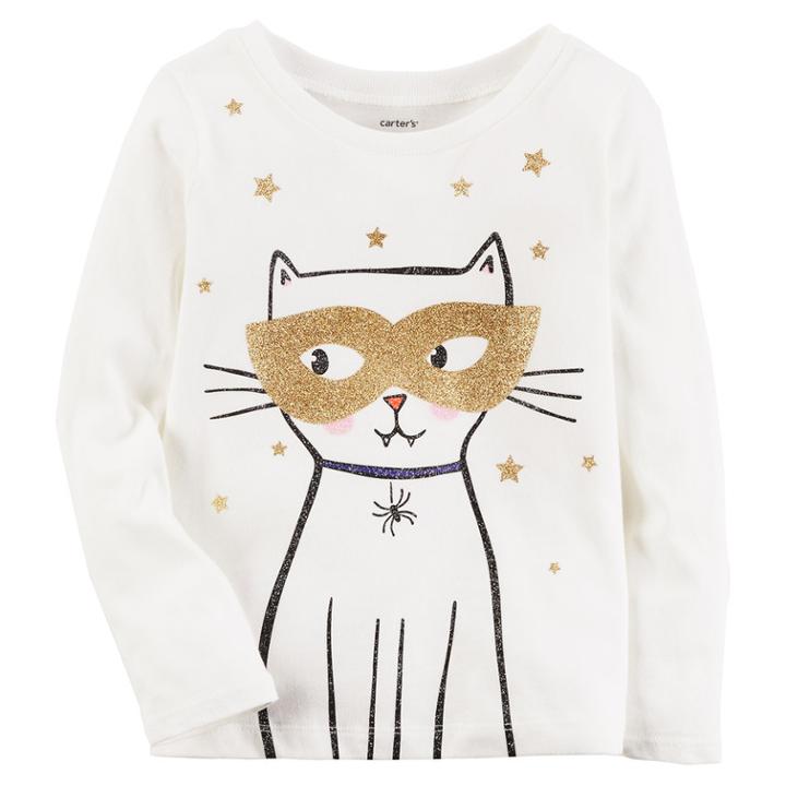 Girls 4-8 Carter's Halloween Cat Tee, Size: 6x, White