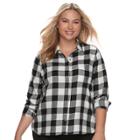 Juniors' Plus Size So&reg; Plaid Lurex Shirt, Teens, Size: 3xl, Black