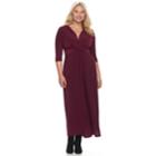 Juniors' Plus Size Wrapper Knot Front Maxi Dress, Teens, Size: 2xl, Dark Red