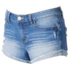 Juniors' Mudd&reg; High-rise Ripped Shortie Jean Shorts, Girl's, Size: 1, Blue Other