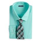 Big & Tall Croft & Barrow&reg; Classic-fit Striped Dress Shirt And Patterned Tie Boxed Set, Men's, Size: 20 34/5b, Dark Blue