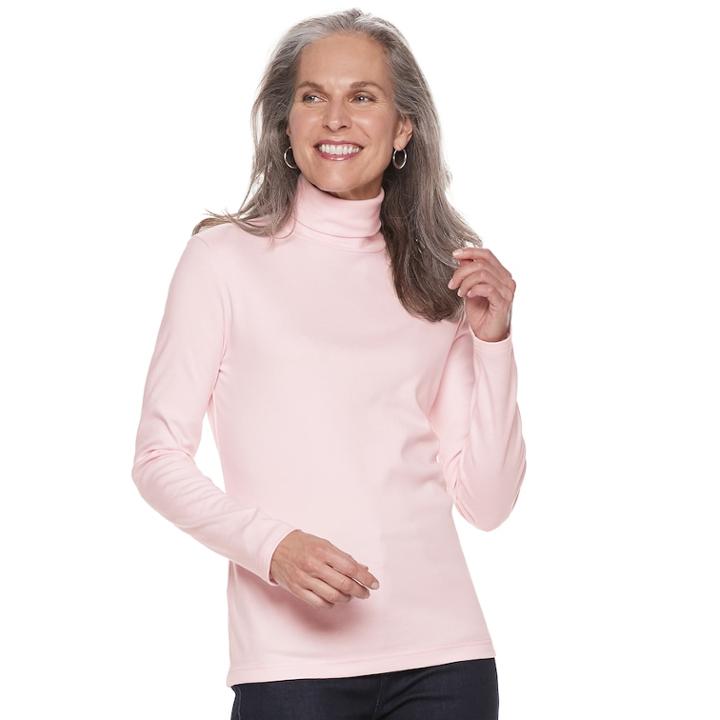 Women's Croft & Barrow&reg; Essential Turtleneck Top, Size: Xs, Brt Pink