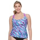 Plus Size Zeroxposur Striped Racerback Tankini Top, Women's, Size: 22 W, Red (beet)