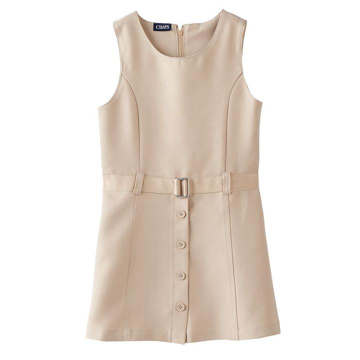 Girls 4-16 Chaps Button-front Jumper, Girl's, Size: 7, Med Beige
